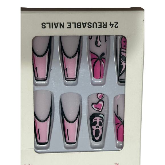 New Press On Nails Bundle of 3 Ghostface Horror Blue & Green Marble Reusable - Picture 3 of 16